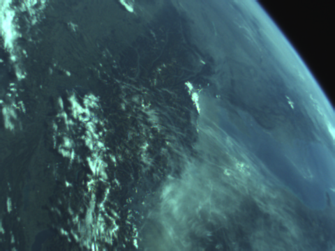 CubeSat camera image of the Alps and the Adriatic Sea taken by the KissCAMs on RoseyCubesat-1.
